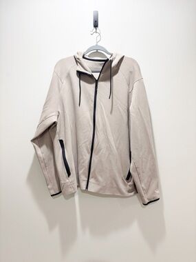 Old Navy Active Dynamic Fleece Taupe Hooded Zip Jacket with Black Trim Size XXL